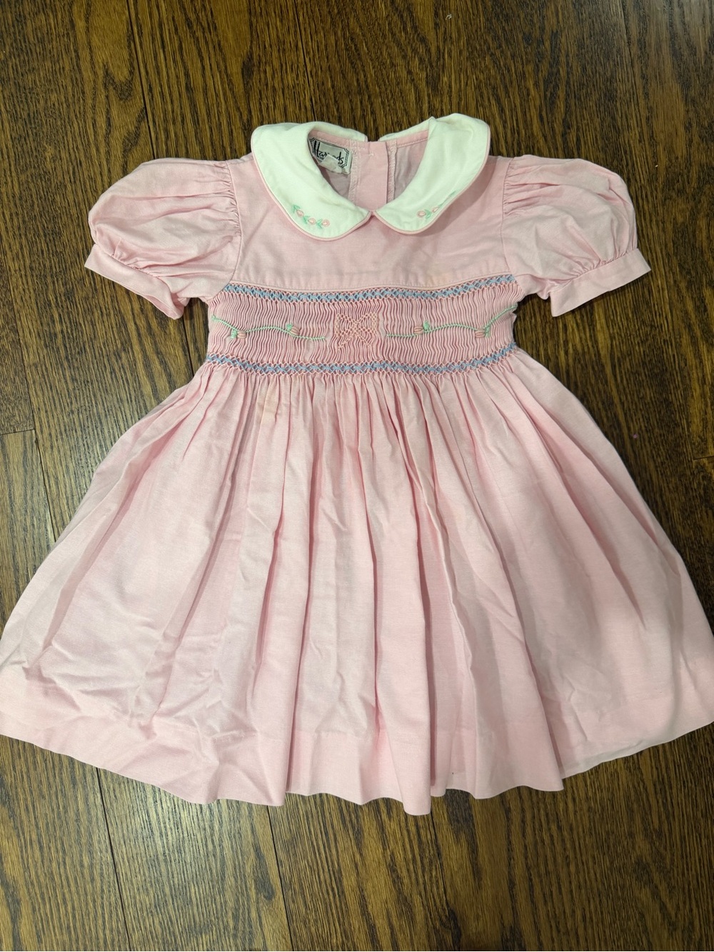 Classic Pink Smocked Peter Pan Collar Kids Dress